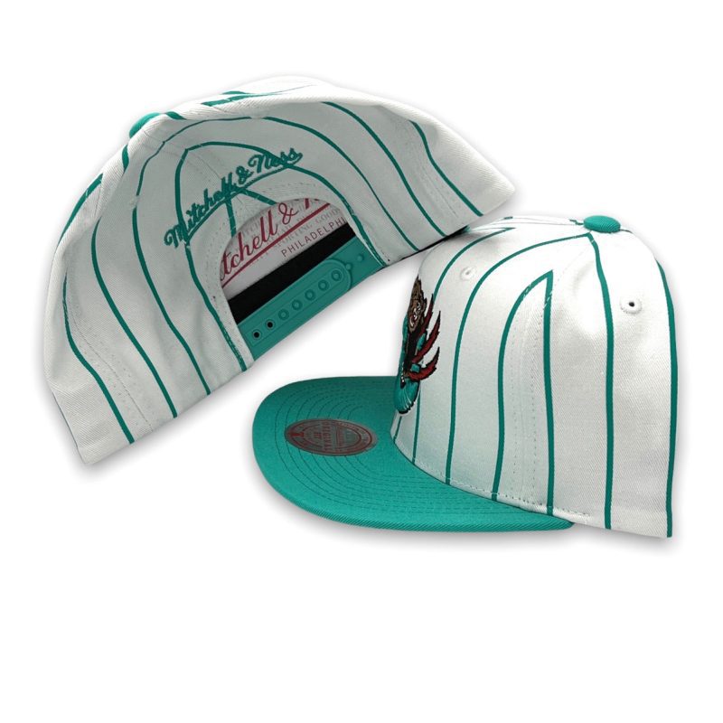 GrizzliesRetroPinstripeNBAMitchell NessWhite TealSnapbackHat1